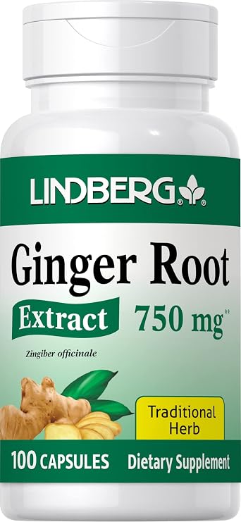 Lindberg Ginger Root Extract Supplement | 750 mg | 100 Capsules | Herbal Proprietary Blend | Non-GMO, Gluten Free