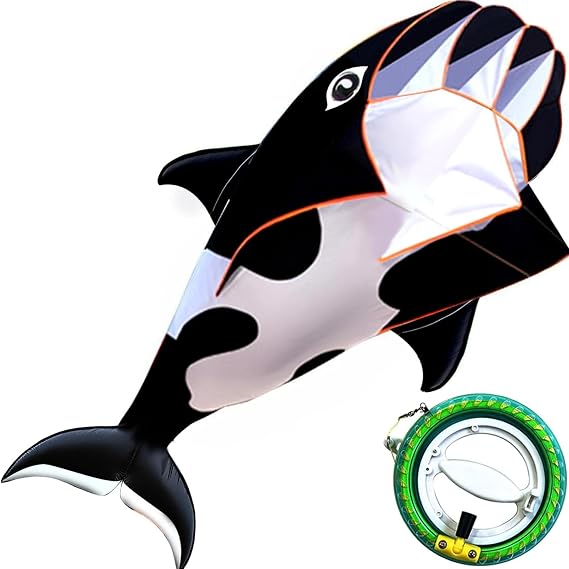 HENGDA KITE 3D Kite for Kids and Adults,Easy to Fly,Excellent Fabric and Structure Design,Huge Frameless Soft Parafoil Giant Whales Dolphins Kite
