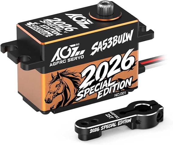 AGFRC 34KG 16.8V Waterproof Low-Profile RC Servo (A53BULW 2026) | 0.073Sec, 4S Direct Power, Brushless, Programmable, Fits 1/10 & 1/8 RC Cars/Trucks, 2026 Special Edition
