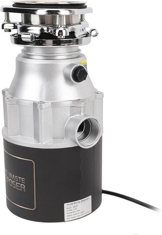 Garbage Disposal, 50Hz 60Hz 3800r / min Stainless Steel Feed Food Waste Disposer for Kitchen Sink, Continuous Feed Food Waste Garbage Disposal with Vortex Booster System (US)