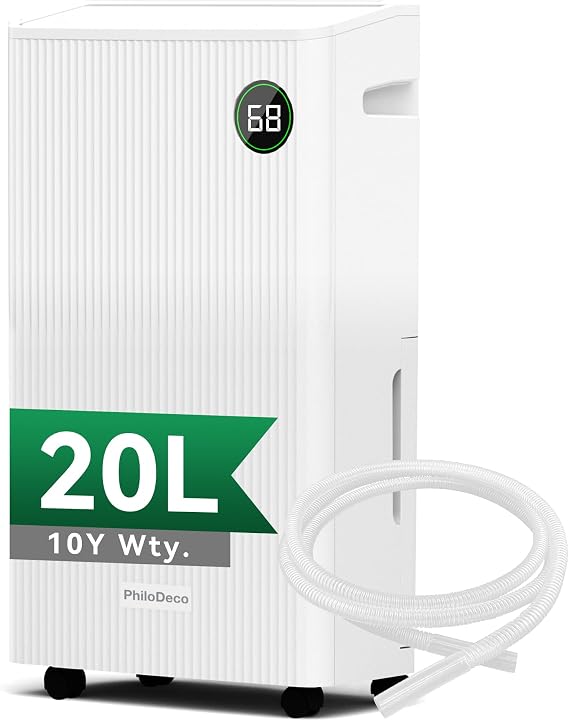 20L/Day Dehumidifier for Home, Dehumidifier with Automatic Humidity Sensor & Display, 24Hr Timer, Laundry Drying, Continuous Drainage, 5.5L Large Water Tank (20L Compressor Dehumidifier)