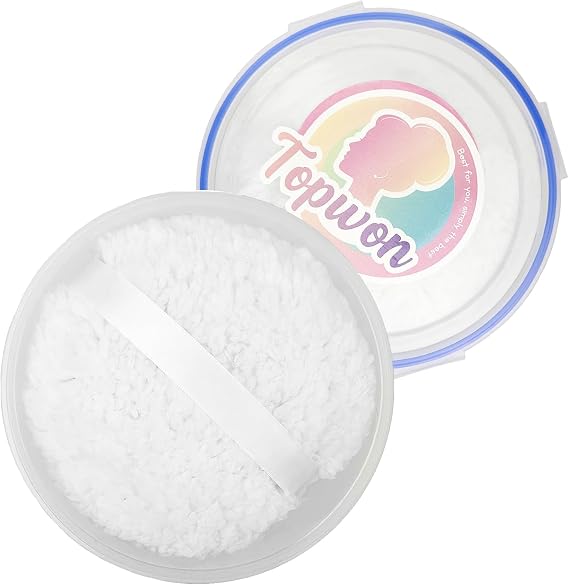 Topwon 6'' Jumbo Powder Puff Body Powder Puff with Container, Extra Large Dust Puffs for Women Men 1Pack