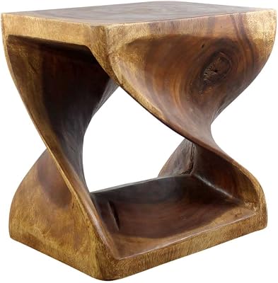 Haussmann Rectangular Twist End Table 20 x 15 x 20 in High Walnut Oil