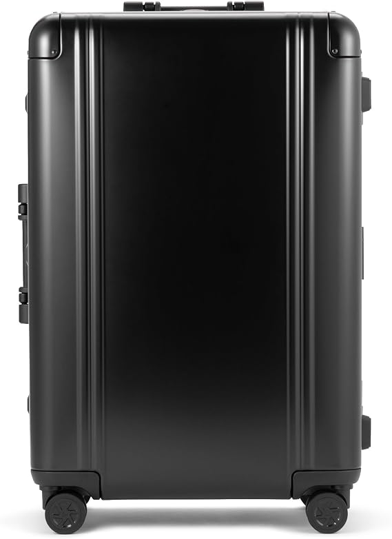 ZERO Halliburton Classic Aluminum 3.0 Medium Zipperless Luggage, Hardside Suitcase with Wheels, Auto-Return Pull Handle, Double Latch Locks- TSA Accepted, Interior Divider, 24-Inch 59L, Black