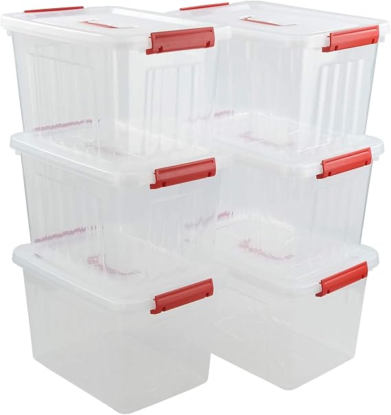10 L Clear Plastic Storage Bin with Lids, 6-Pack