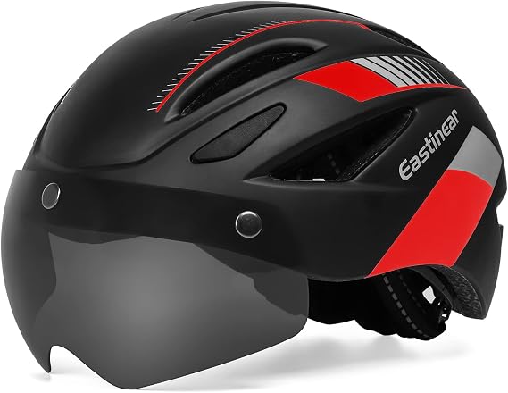 EASTINEAR Adults Bike Helmet Magnetic Goggle Cycling Helmet with USB Rechargeable Taillight for Men Women Mountain & Road Bicycle Helmet Magnetic Shield