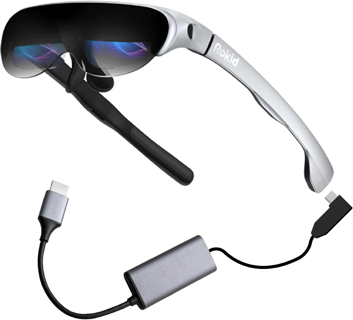 Rokid Air AR Glasses, Myopia Friendly Pocket-Sized Yet Massive 120 Screen with 1080P OLED Dual Display, 43°FoV, 55PPD