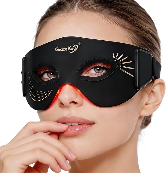 Gracekey Red Light Therapy Eyes Mask 3 Colors Modes Cordless LED Eyes Mask