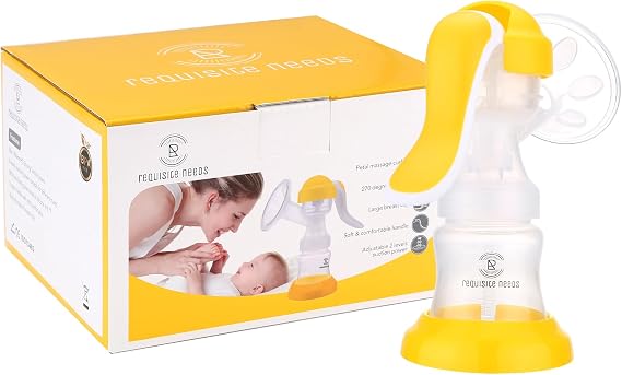REQUISITE NEEDS Manual Breast Pump, Compact Design, Personal Fit Flex Shields, with Cleaning Brush