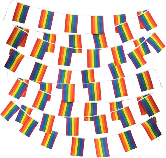 MEGA VALUE Rainbow Pride Flag Bunting – 33ft (10m) Long with 24 Flags – LGBT Pride Banner for Parades, Festivals, Pride Month, Events, Homes, Gardens & Bars