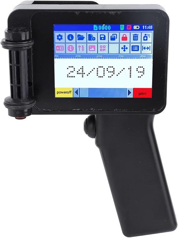 Handheld Inkjet Printer Gun, Small Portable Inkjet Printer with 600DPI HD with Text Logo QR Code Barcode Batch Numbers, Printing Height Adjustable