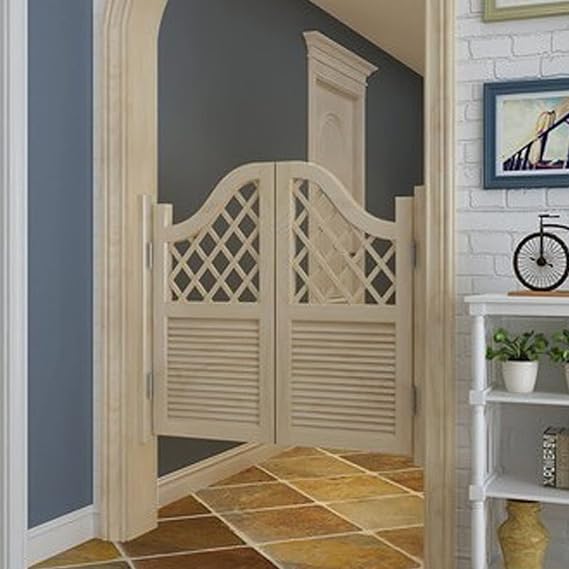 Retro Swinging Doors Cafe Doors,Interior Premade Louvered Solid Wood Saloon Swing Door,Bar Kitchen Hallway Entrance Partition Door,Outdoor Fence Gate,2 Panel,Customizable (W 36 x 39in,No Paint)