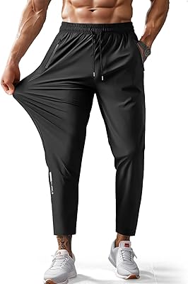 Mens Hiking Pants Quick-Dry Lightweight Sweatpants Outdoor Fishing Pants Water Resistant with Zipper Pockets