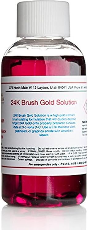 2 oz Liquid - 24k Gold Plating Solution Brush Gold The Fastest, Most Durable, Best Value, Most Consistent Gold Solution from the Most Trusted Name in the Industry Instant Results