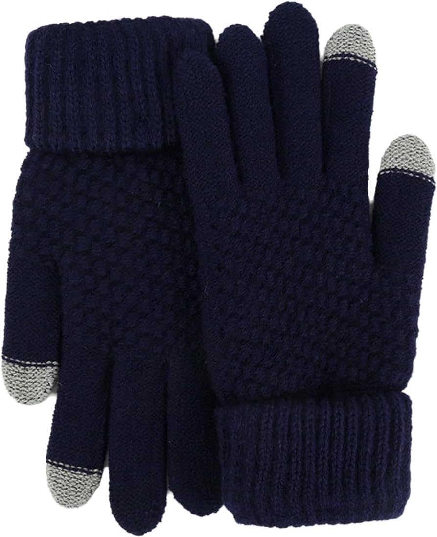 Gloves Winter Gloves, Fleece-lined, Thick, Windproof, And Cold-proof, Simple Knitted Wool -black