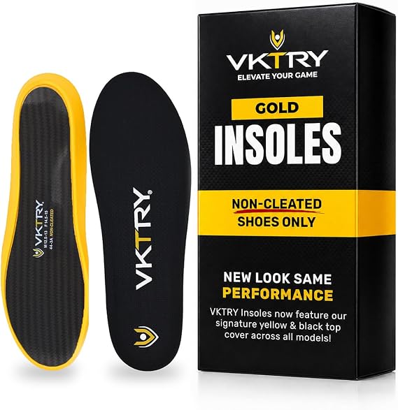 VKTRY Performance Insoles - Gold VKs - Carbon Fiber Shock Absorbing Sport Shoe Insoles for Pro Running, Basketball, Athletics - Improved Explosiveness, Injury Protection and Recovery, Weight <120 Lbs, | Basketball, Volleyball, Running & More: Customized Insoles for Shock Absorption & Arch Support | Athletic Performance Inserts