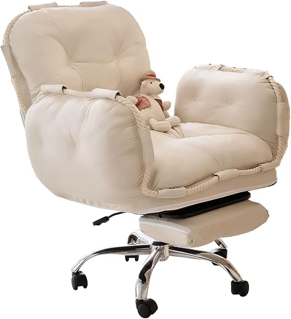 Comfortable Desk Chairs for Home Office, Ergonomic Office Chair with Footrest, 90-135 Adjustable Backrest, 360 Swivel Rolling