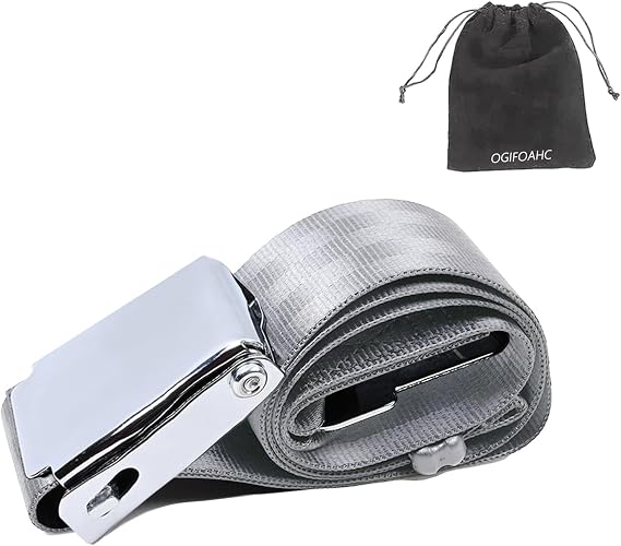 Adjustable 7-51" Airplane Seatbelt Extender - FITS All Airlines (not Southwest) Bring You a Comfortable Trip, gray