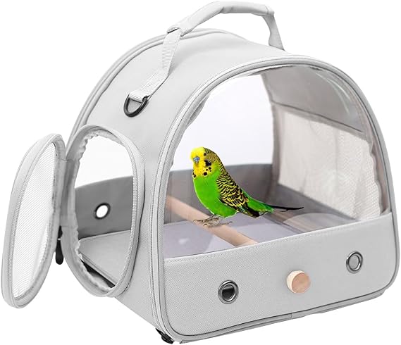 Bird Travel Carrier, Portable Bird Cage Bag for Parrot Parakeet Budgie Small Birds with Soft Mat and Wooden Perch