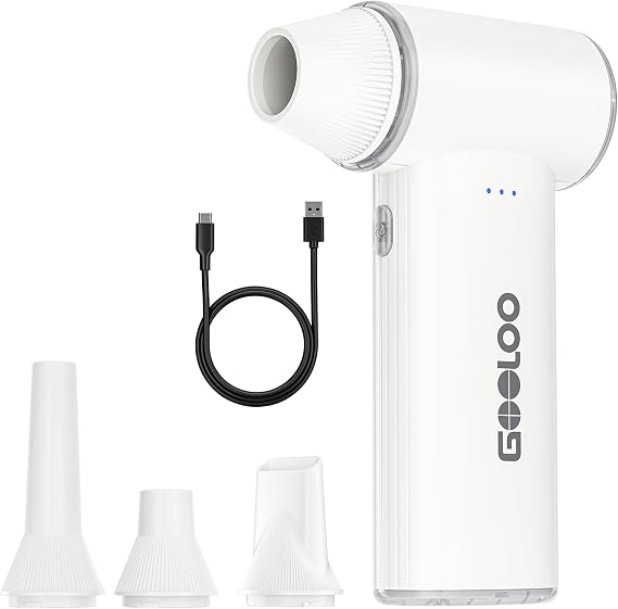 GOOLOO F3 Electric Air Duster, 150000RPM Super Power Duster for Cleaning | 3-Speed Rechargeable Air Blower with Type-C Fast Charging, 4 Nozzles Dust Blower for PC, Car, Keyboard, 0.45lb Lightweight
