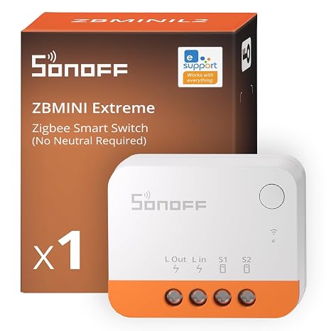 SONOFF ZBMINIL2 Zigbee Smart Switch No Neutral Conductor Required Mini Relay for Light Switch 2-Way Control Compatible with Alexa & Google Home Zigbee Hub Required