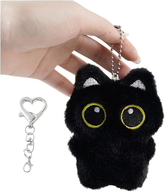 Black Cat Plush Keychain Cute Bag Charm Gift for Women