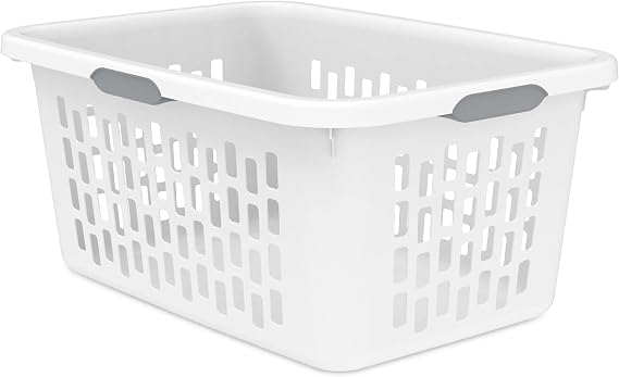 2-Bushel Plastic Laundry Hamper with 4 Ergonomic Handles BPA-Free, Spacious Design for Household Use, White