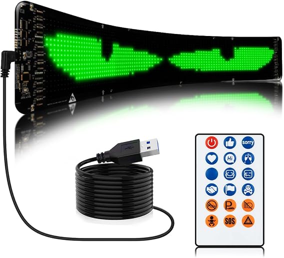 Gelrova Dynamic LED Devil Eye Lights, 23.6" x 4.7" Mega LED Car/Store Display, Jumbo Programmable Panel, USB-Powered, App/Remote Control, Custom Scrolling Text & GIFS for Trucks, Shops, Events