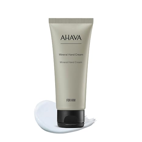 AHAVA Men's Mineral Hand Cream - Nourishing & Fast-Absorbing, Smoothes & Relieves Hands, Prevents Dryness, enriched with G-Force: Ginger Root, Ginseng, Ginkgo Biloba Leaf & Green Tea, 3.4 Fl.Oz