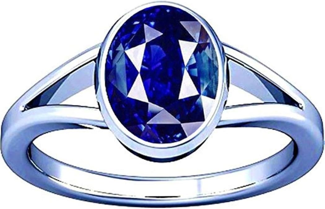 Divya Shakti 12.25-12.50 Carat Blue Sapphire Neelam AAA Quality Energized Gemstone Silver Ring