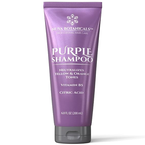 Nuva Botanicals Toning Purple Shampoo for Blondes - 6.8 fl oz Bottle | Removes Brassy Yellow Tones from Blonde, Silver & Gray Hair - Enriched with Vitamin B5 - Hydrating Color-Correcting Formula