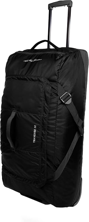 Eddie Bauer Traverse Luggage | Roller Wheels | Telescoping Handle | Travel | Vacation | Ripstop Nylon - Black, 31"