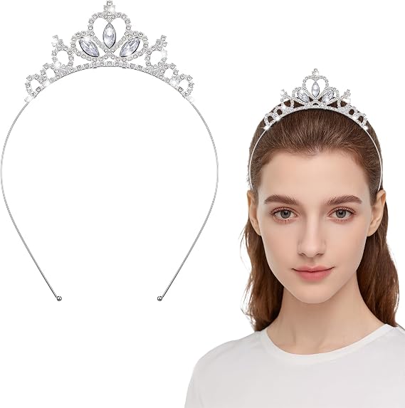 Princess Crown,Crystal Tiaras for Women,Pageant Silver Tiaras Headband Rhinestone Crowns Princess Hair Accessories for Little Girls Women Birthday Wedding Halloween Party Christmas Gifts Cosplay
