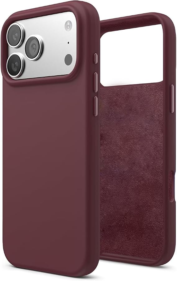 Apple iPhone 17 Pro Uyumlu İçi Kadife Lansman Silikon Kılıf Kapak Geniş Kamera Koruması Darbe Emici Şık ve Dayanıklı Telefon Aksesuarı (Bordo)