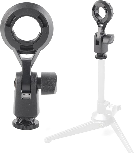 Cyrank Microphone Shock Mount, Mic Anti Vibration Suspension Shock Mount Holder Clip Mic Stand Adapter Socket Portable Microphone Holder for Diameter 22mm/0.9in Microphone