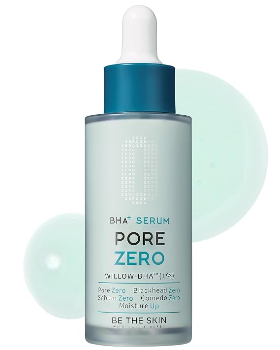 BE THE SKIN Pore Zero BHA Exfoliating Serum (30ml), Natural Willow Bark BHA + AHA, Helps Clear Clogged Pores & Blackheads Without the Sting, Cica Soothing for Oily Sensitive Skin