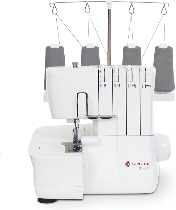 SINGER S14-78 Serger with Accessory Kit | Overlock Machine with 2-3-4 Stitch Capability, 1200 Stitches/Minute, Differential Feed, LED Light & Free Arm, White | Differential Feed, LED Light, Free Arm, Color-Coded Threading, Includes Accessory Kit