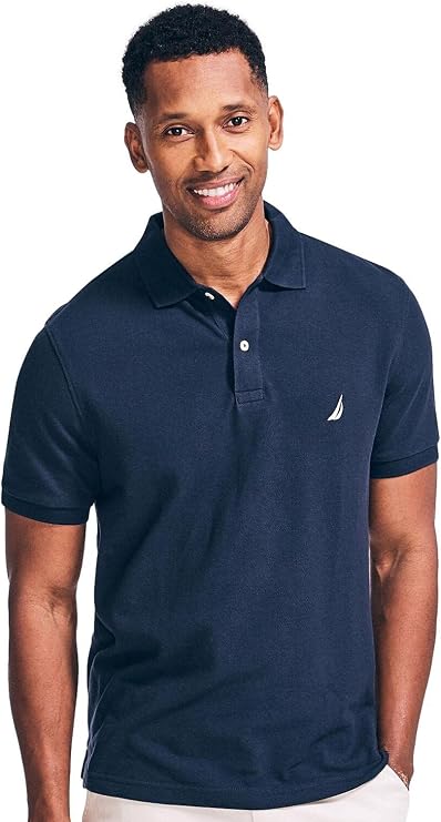 Nautica Men's Classic Short Sleeve Solid Performance Deck Polo Shirt