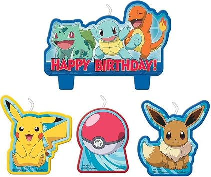 Amscan Pokemon Birthday Character Candle Set - 4 pcs, 172408
