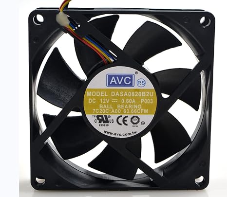 DASA0820B2U 80x80x20mm 12V 7.2W 0.60A AVC 8CM 4-Wire Cooling Fan