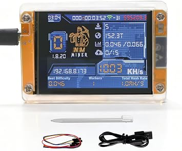 One Shot Miner,Bitcoin Miner with Mini 2.8in Smart Display,Hashrate Up to 1010KH/s,Quiet and Easy to Set up,DIY Crypto Mining & Education