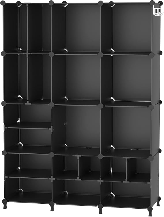 AWTATOS Cube Storage Closet Organizer Storage 12 Cube Shelves, Black