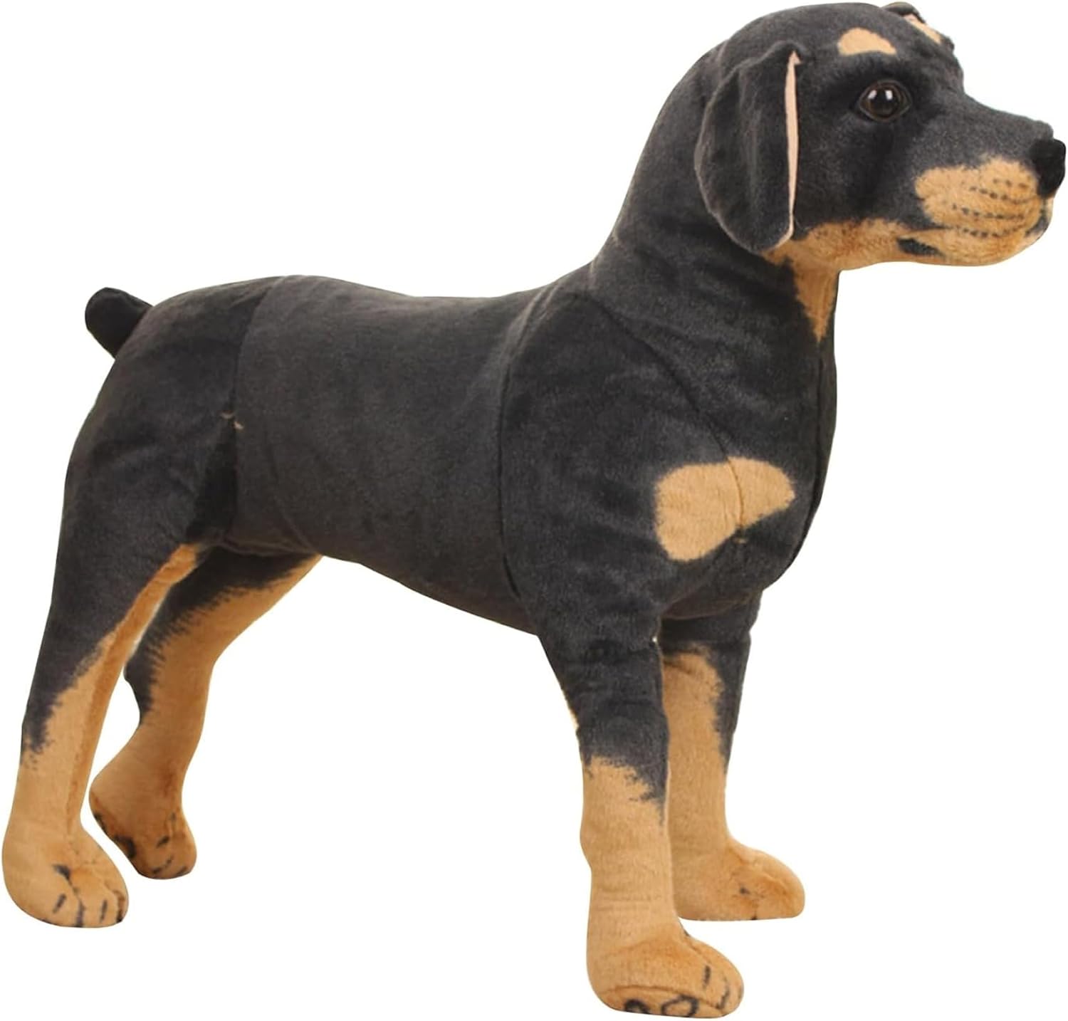 Jorzer Dog Plush 20 Inch Self-Standing Plush Dog Toy with Built-in Frame Realistic Black Stuffed Animal Cuddly Cotton Stuffed Animal for Home Toy