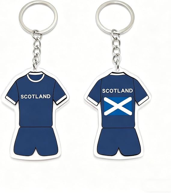 2026 Keyring, Soccer Shirt Keychain with Scotland Jersey Design,Double-Side Scotland Football Keyrings,for Boyfriends Boys Men Father's Day World-Cup