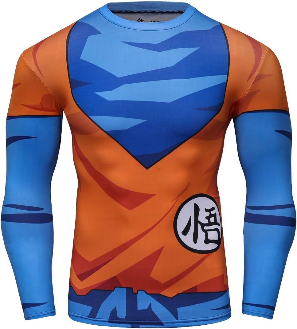 Red Plume Mens 3D Compression Long Sleeve Shirt Skin Tight Anime Printing Tee