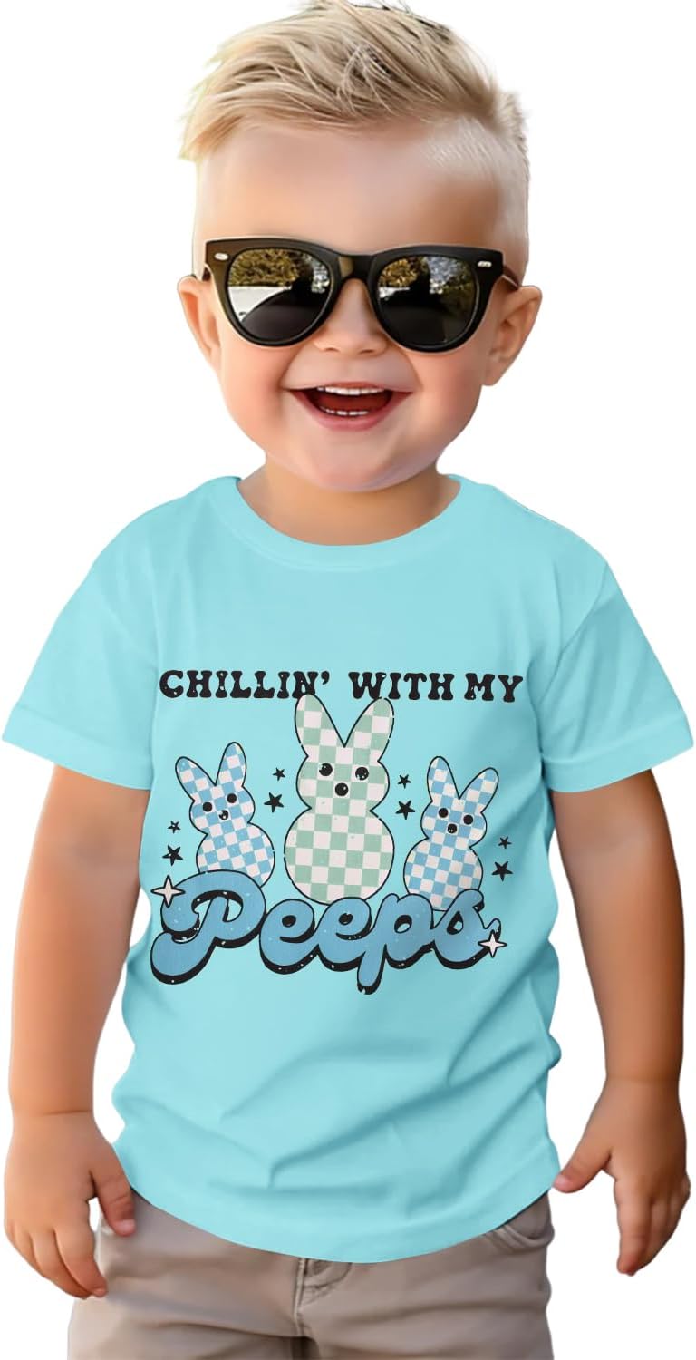 Ritatte 幼児 男の子 イースターシャツ ファニーバニー グラフィック Tシャツ キッズ うさぎ チリン with My Peeps 半袖Tシャツ トップス