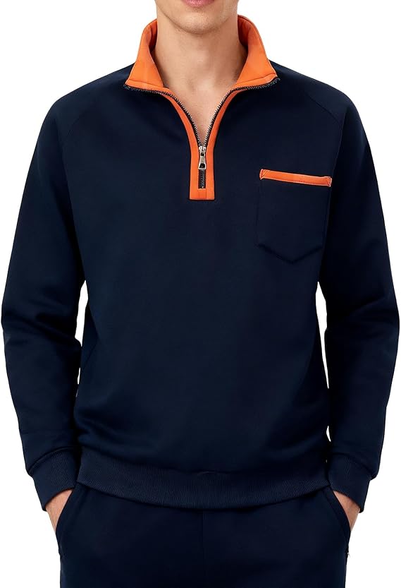 Wirltte Mens Quarter Zip Pullover Sweatshirt Long Sleeve Casual Warm Fleece Stand Collar Sweatshirts for Men