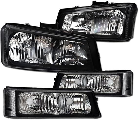 Topline Fits Blk Headlights+Bumper Signal Nb Black Housing Factory-Headlight Style Clear-Lens -Lighting Technology GM2503224 GM2521185 TF22CSABHSN20032006