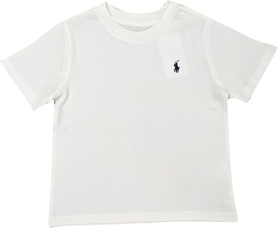 Polo Ralph Lauren Boys' Cotton Jersey Crew Neck T-Shirt (24 Months, White (Navy Pony))