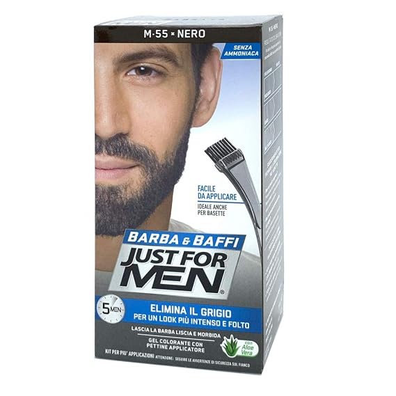 JUST FOR MEN Color Gel Mustache & Beard M-55 Real Black 1 Each